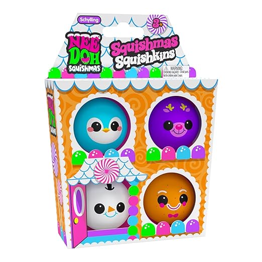 NeeDoh Squishmas Squishkins – Holiday Squishy Stress Toy Set of 4 | Christmas Gift