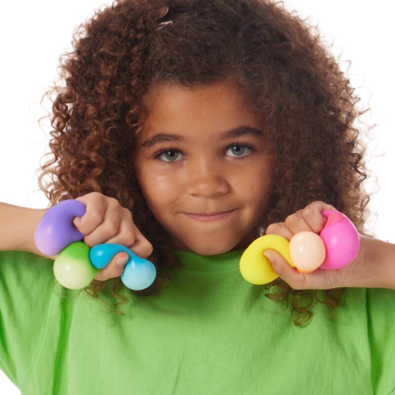 NeeDoh Rainboh – Rainbow 6-Pack Mini Squishy Fidget Toy Set with Storage Case | All 6 Colors