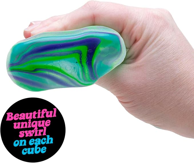 NeeDoh Nice Cube Swirl – Unique Marbled Swirl Squishy Stress & Fidget Cube | One-of-a-Kind Color Blend