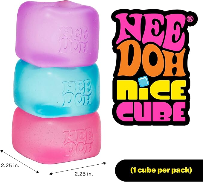NeeDoh Nice Cube – Amazon #1 Best-Selling Dual-Squish Fidget Toy | Purple, Pink & Blue Set